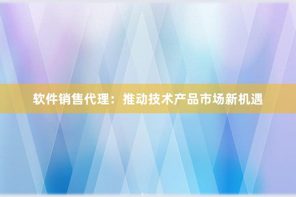 软件销售代理：推动技术产品市场新机遇