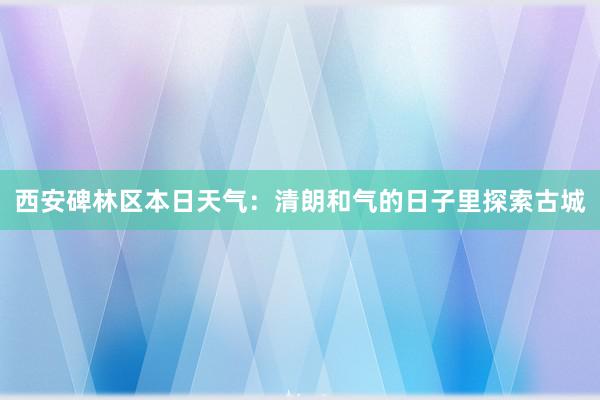 西安碑林区本日天气：清朗和气的日子里探索古城